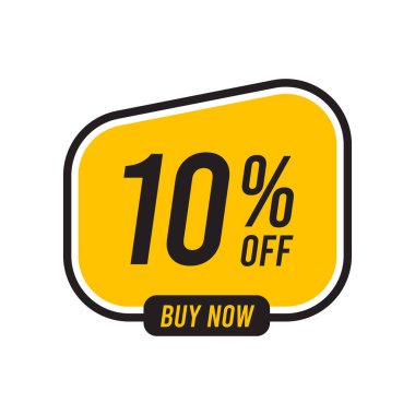 Yüzde 10 indirimli. Beyaz arkaplanda sarı şablon. Vektör illüstrasyonu