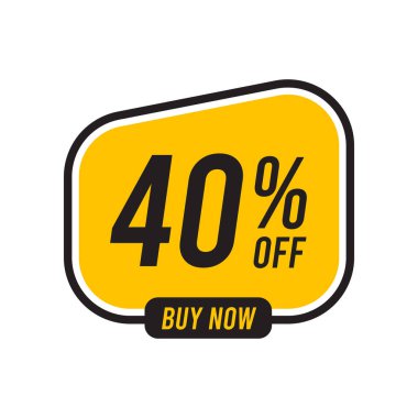 Yüzde 40 indirimli. Beyaz arkaplanda sarı şablon. Vektör illüstrasyonu