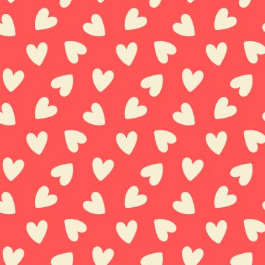 Kırmızı aşk şekli kusursuz desen çizimi. Sevgililer günü ve düğün tasarımı için hoş bir romantik geçmiş. Vektör illüstrasyonu