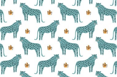 Renkli leopar deseni ve el çizimi karalama konsepti. Moda hayvan geçmişi. Vektör illüstrasyonu