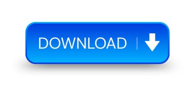 Mavi 3d indirme tuşu. Web tasarımı ve mobil aygıtlar için düğme ögesi. Vektör illüstrasyonu