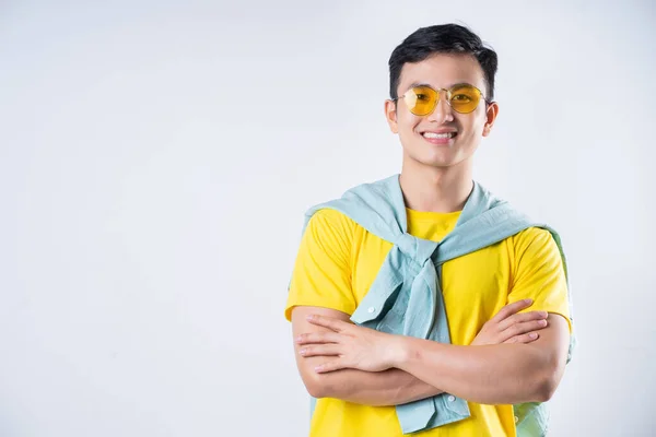 stock image Portrait of young Asian man on background