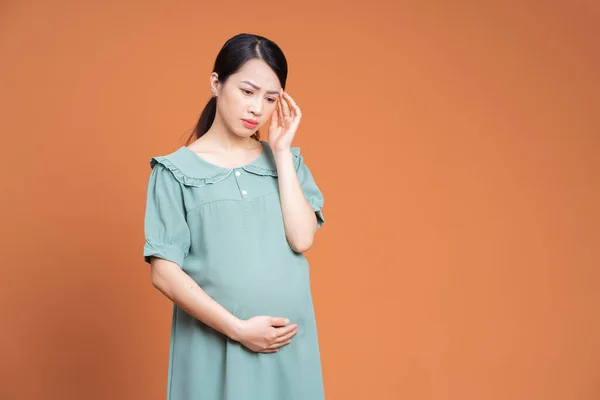Zdjęcie Azjatyckiej Kobiety Ciąży Tle — Zdjęcie stockowe