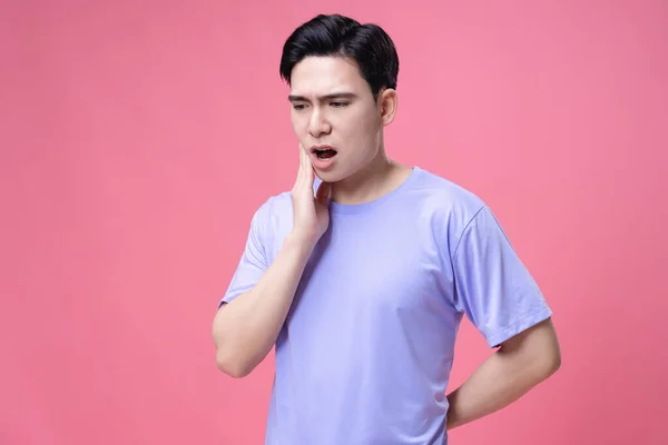 stock image Young Asian man sick, illness on background