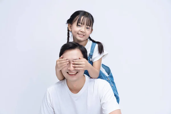 Bild Von Asiatischem Vater Und Tochter Hintergrund — Stockfoto