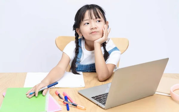 Photo Asian Kid Studying Background — Stock Photo, Image