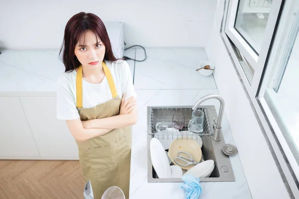 stock image Image of young Asian woman in the kitchen