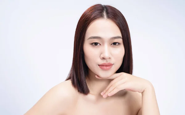 Szépség Kép Fiatal Ázsiai Fehér Háttér — Stock Fotó