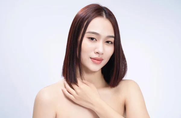 Szépség Kép Fiatal Ázsiai Fehér Háttér — Stock Fotó