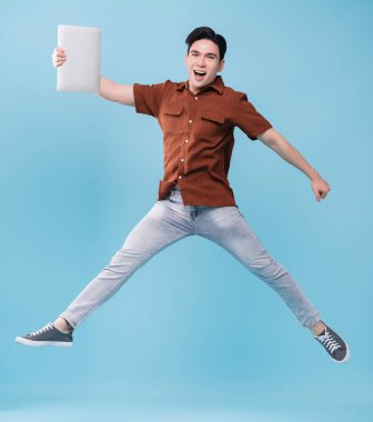 Arkaplanda Asyalı genç bir adamın resmi