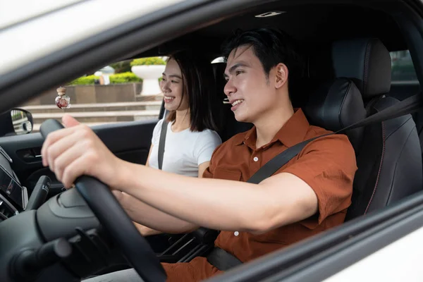 stock image Image of young Asian couple with car