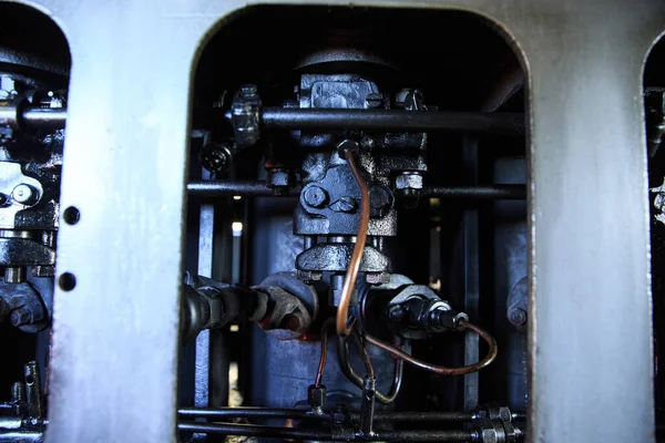Detaljer Stor Diesellok Motor Del Dieselgeneratorn Inställd Närbild — Stockfoto