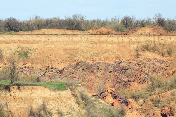 Rocky Edge Ground Failure Orange Red Rock Dip Ground — Stock Photo, Image
