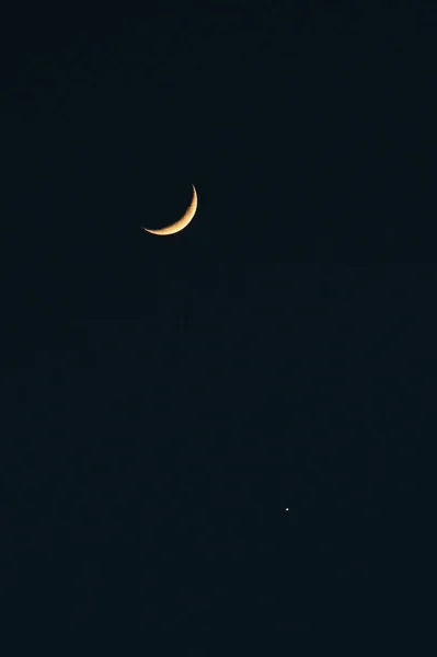 Mond Und Venus Schwarzen Nachthimmel — Stockfoto
