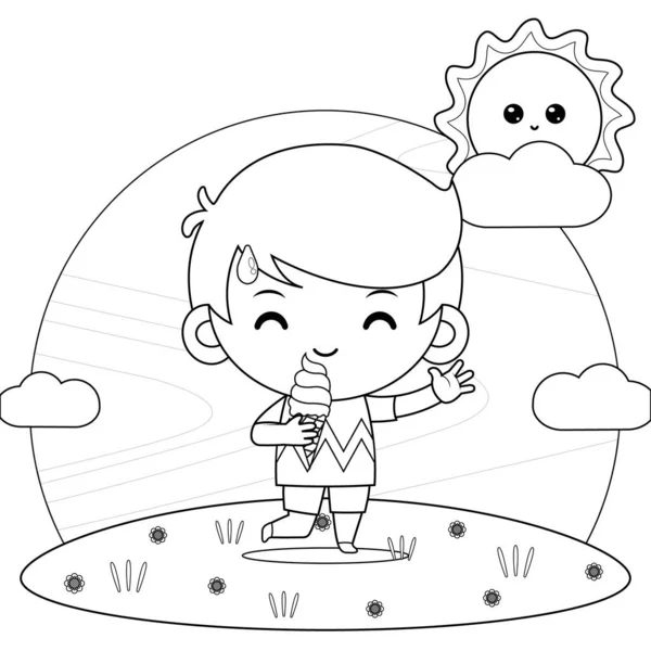 Εικονογράφηση Διάνυσμα Γραφικών Του Βιβλίου Ζωγραφικής Για Παιδιά Γλυκό Αγόρι — Διανυσματικό Αρχείο