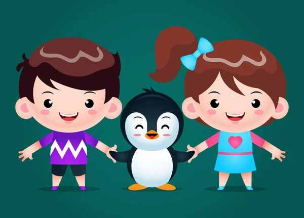 Illustration Vector Graphic Cartoon Cartoon Children Penguin Perfect Children Books — Stock Vector
