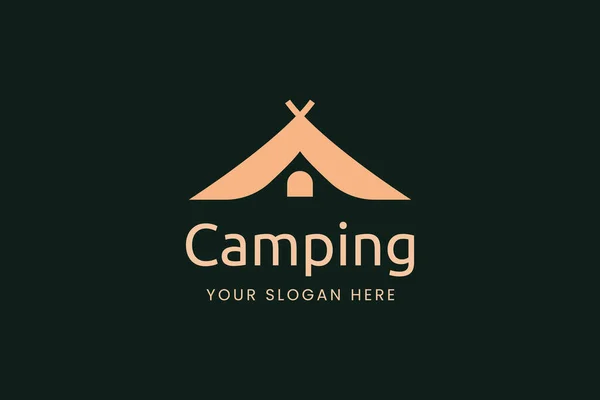 テントの形をしたシンプルなキャンプロゴ — ストックベクタ