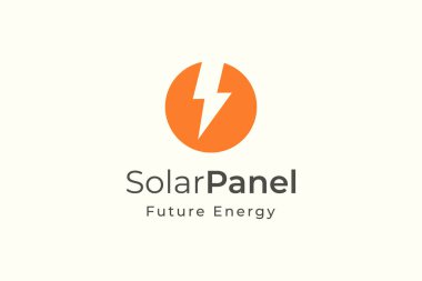 Elektrik üretim ve montaj şirketi için basit ve modern şekilli güneş paneli enerji logosu.