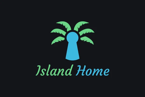 Palmový Klíčový Objekt Minimalistickým Moderním Tvarem Vhodný Pro Ostrovní Majetek — Stockový vektor