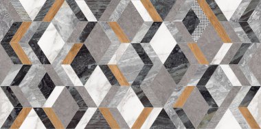 Tahtadan, mermerden, betondan, çimentodan ve taştan yapılmış geometrik dikişsiz dekor.
