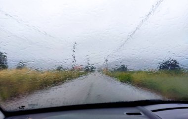 The car window wet from the rain clipart