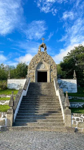 stock image Gruta Nossa Senhora de Lourdes, a chapel on top of a hill in Vila Praia de Ancora, Portugal