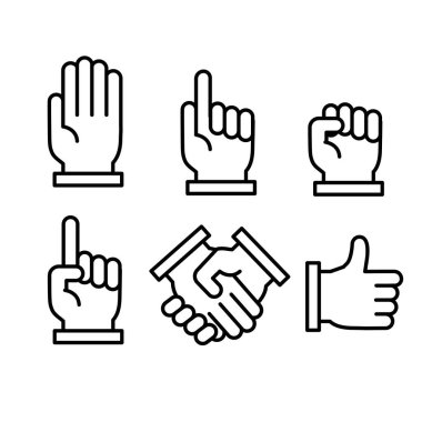 Hand illustration icon set: vector