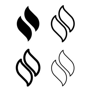 Flame Illustration Siluet Seti: Vektör