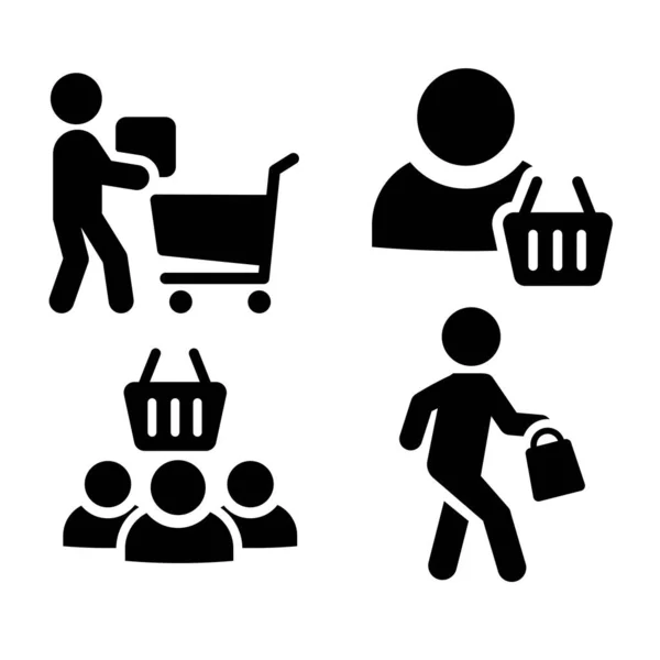 Shopping Icon Illustration Set Vektor — Stockvektor
