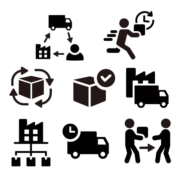 Ikona Logistyki Zestaw Ilustracji Wektor — Wektor stockowy