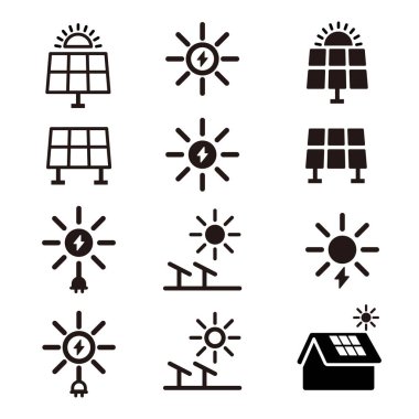 Güneş enerjisi simgesi kümesi: vektör