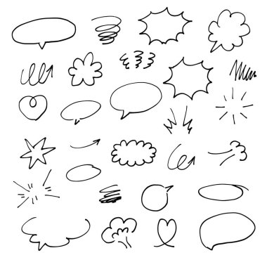 El yazısı konuşma baloncukları gibi malzeme kümesi