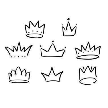 Kraliyet el çizimi illüstrasyon kümesi: vektör