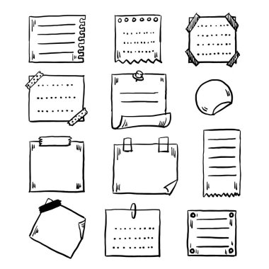 Çeşitli not defteri illüstrasyon seti