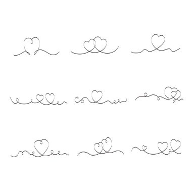 Line drawing heart icon set