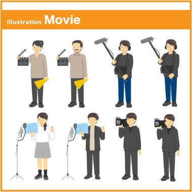Meslek Film İnsanları Ayarlandı: Vektör