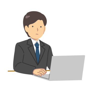 Bilgisayarla uğraşan adam: vektör