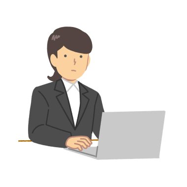 Bilgisayarı çalıştıran kadın: vektör