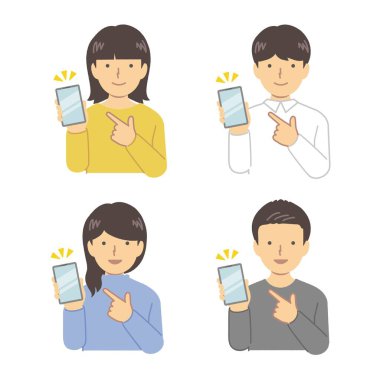 Akıllı telefonu işaret eden bir grup insan