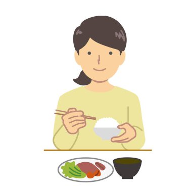 Bir kadının yemek yeme görüntüsü: vektör