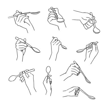 Kaşık tutan bir elin çizimi