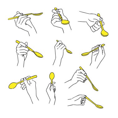 Kaşık tutan bir elin çizimi