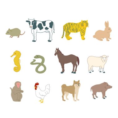 Zodiac hayvan örnekleme seti: Vektör