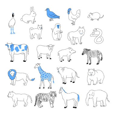 Hayvan illüstrasyonu seti: Vektör