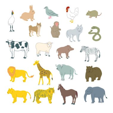 Hayvan illüstrasyonu seti: Vektör