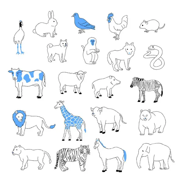 Hayvan illüstrasyonu seti: Vektör