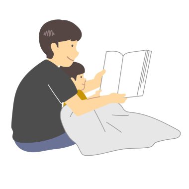 Illustration of a parent and child reading a book