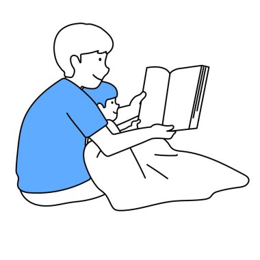 Illustration of a parent and child reading a book