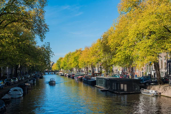 Podzimní Městské Kanálové Domy Amsterdamu — Stock fotografie