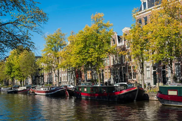 Automne Maisons Canal Ville Amsterdam — Photo